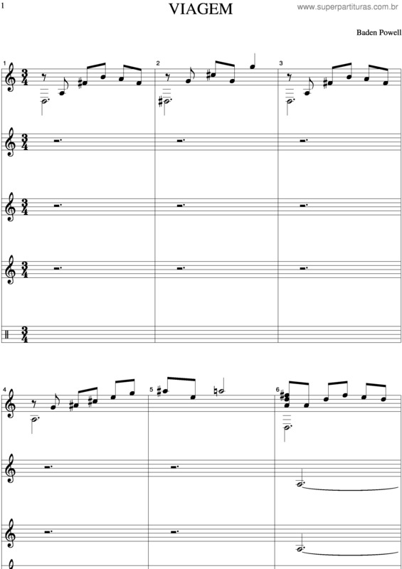 Partitura da música Viagem v.2