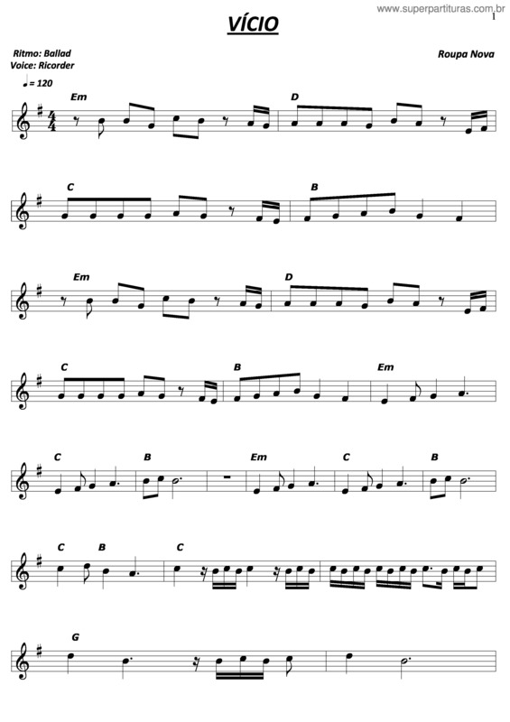 Partitura da música Vício