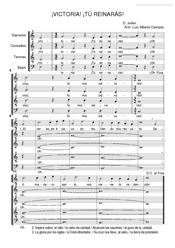 Partitura da música Victoria! Tu Reinarás