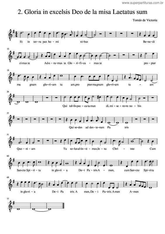 Partitura da música Victoria. 2. Gloria In Excelsis Deo De La Misa Laetatus Sum