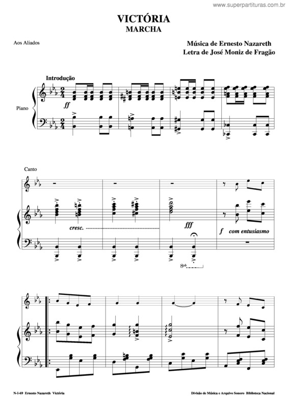 Partitura da música Victória