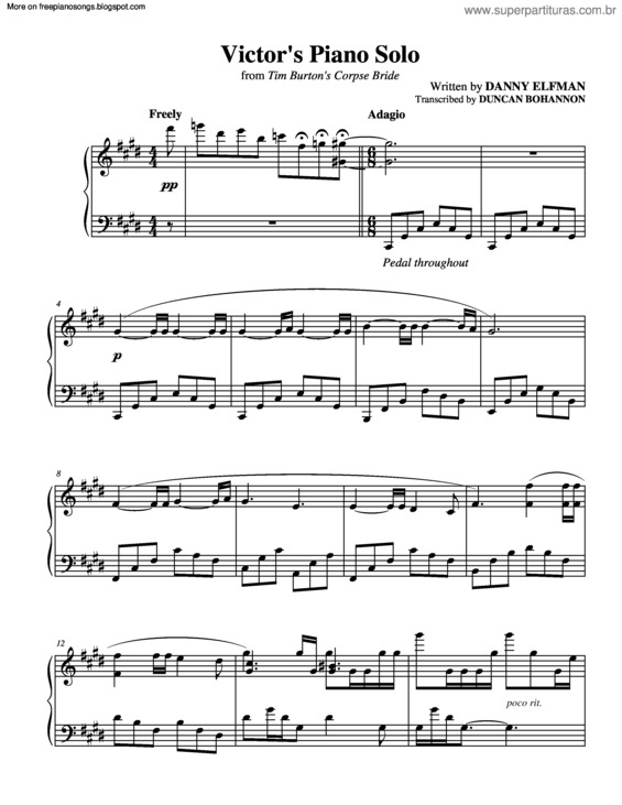 Partitura da música Victors Solo (Corpse Bride)