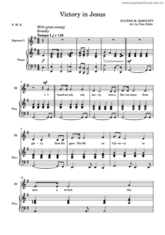 Partitura da música Victory In Jesus – Eugene Bartlett Victory In Jesus –