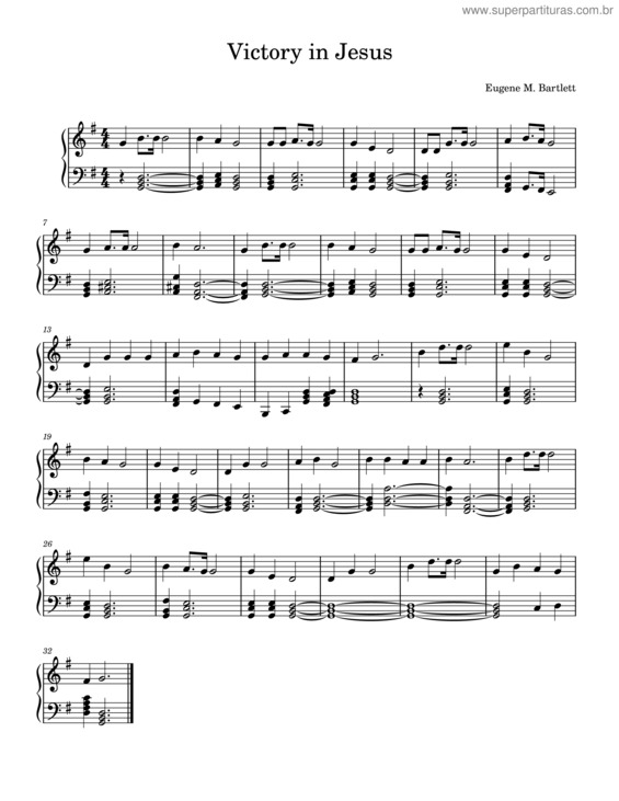 Partitura da música Victory In Jesus – Eugene Bartlett Victory In Jesus