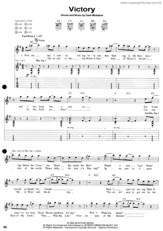 Partitura da música Victory