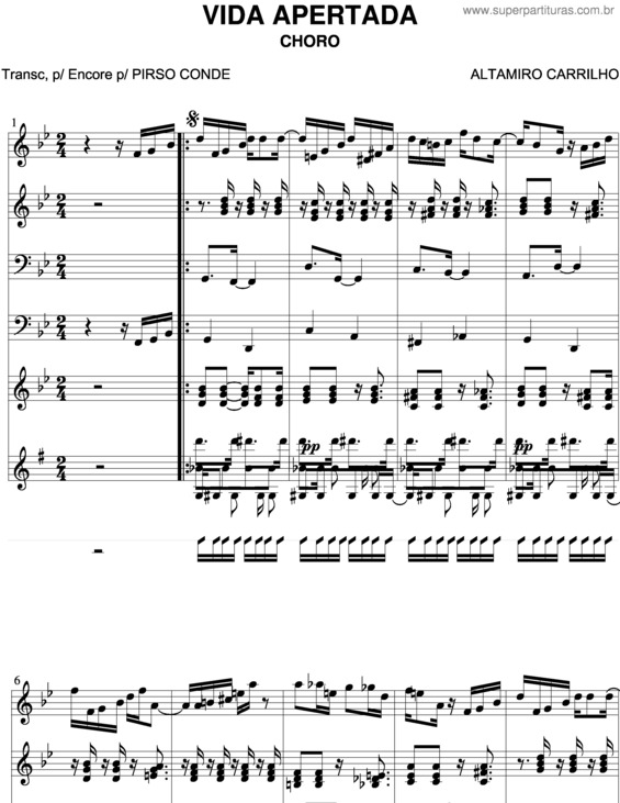 Partitura da música Vida Apertada v.2