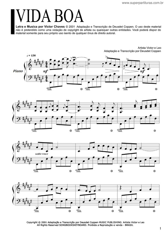 Partitura da música Vida Boa v.3