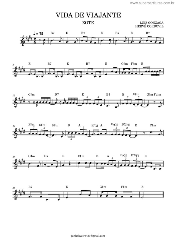Partitura da música Vida De Viajante v.4
