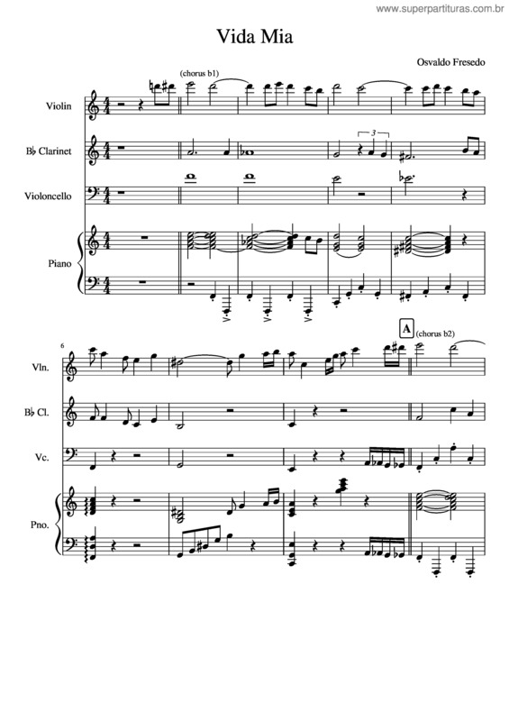 Partitura da música Vida Mia