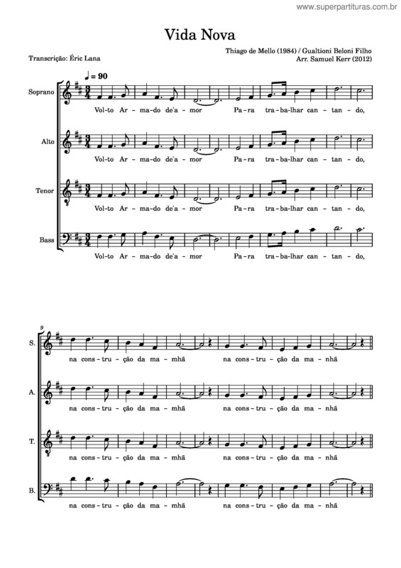 Partitura da música Vida Nova v.2