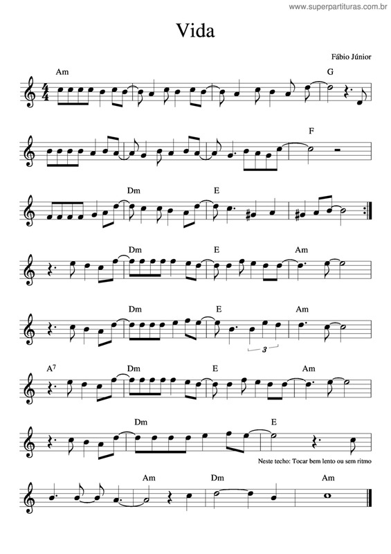 Partitura da música Vida v.3