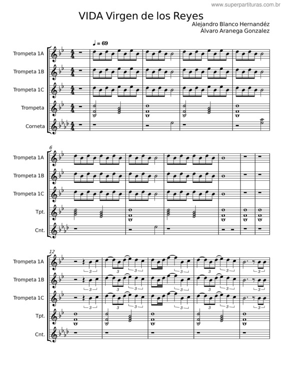 Partitura da música Vida Virgen De Los Reyes