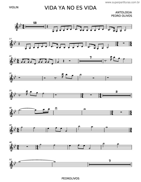 Partitura da música Vida Ya No Es Vida