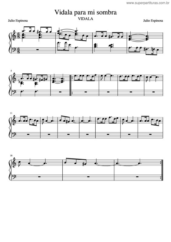 Partitura da música Vidala Para Mi Sombra Bm