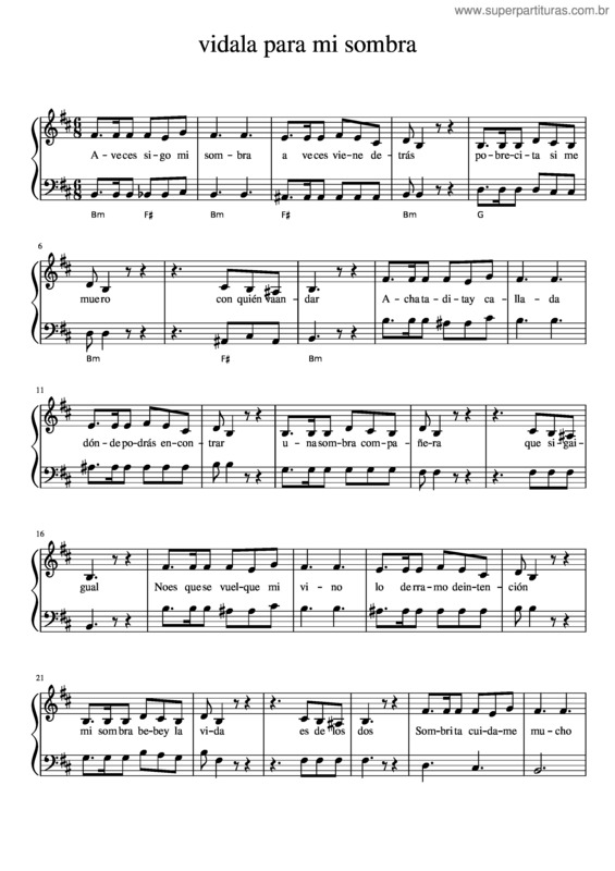 Partitura da música Vidala Para Mi Sombra v.3