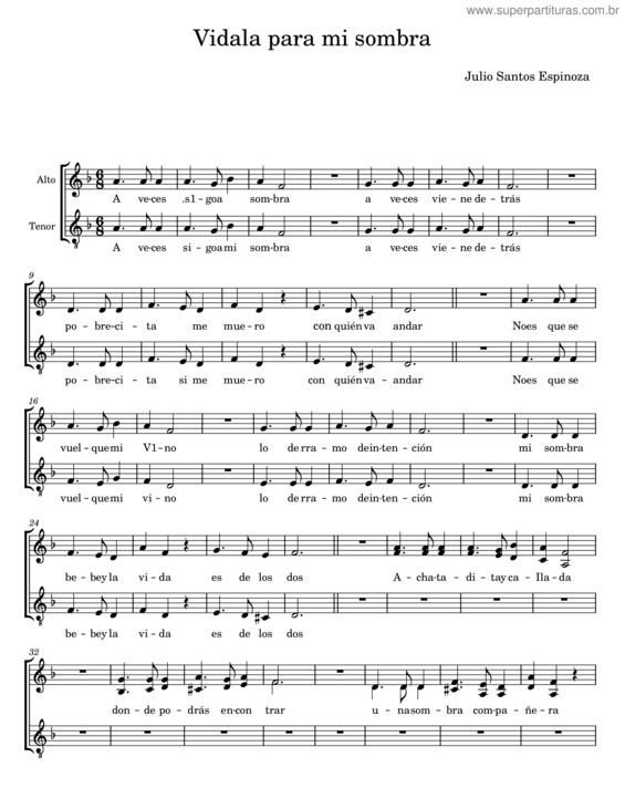 Partitura da música Vidala Para Mi Sombra v.5