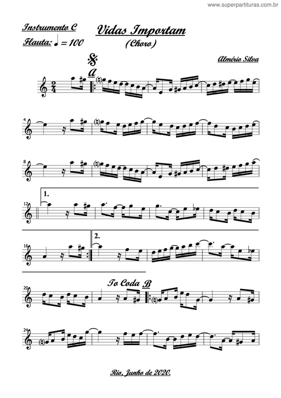 Partitura da música Vidas Importam