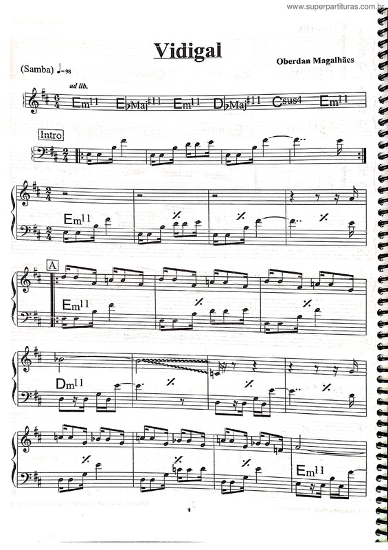 Partitura da música Vidigal