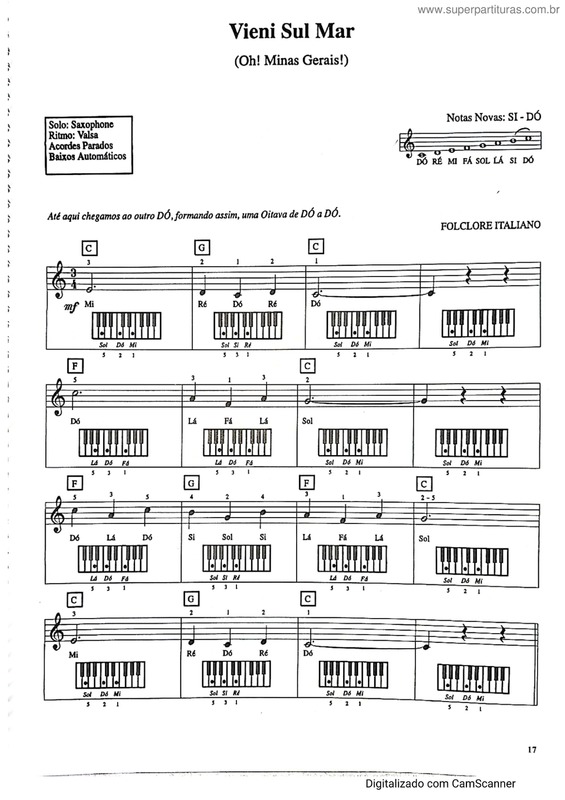 Partitura da música Viene Sul Mar