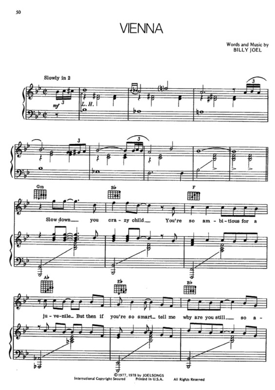 Partitura da música Vienna v.2