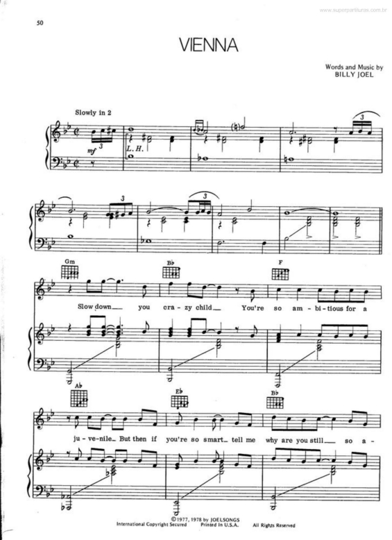 Partitura da música Vienna