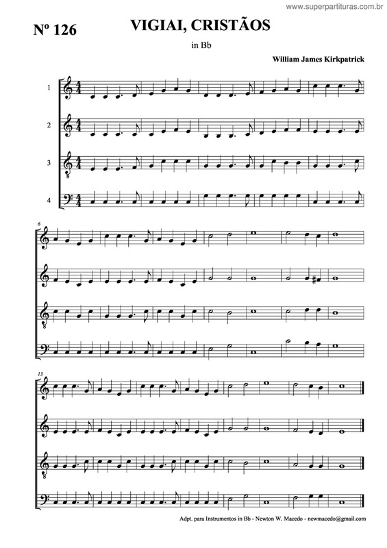 Partitura da música Vigiai, Cristãos v.2