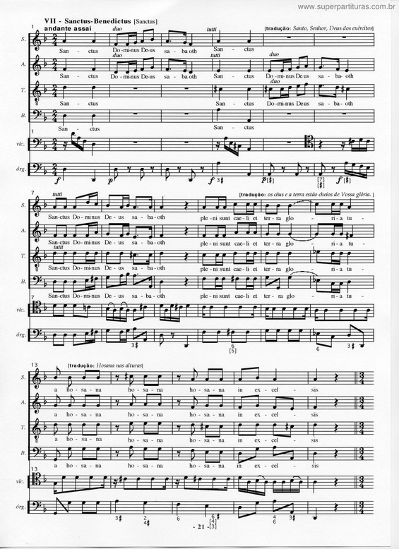 Partitura da música VII - Sanctus- Benedictus