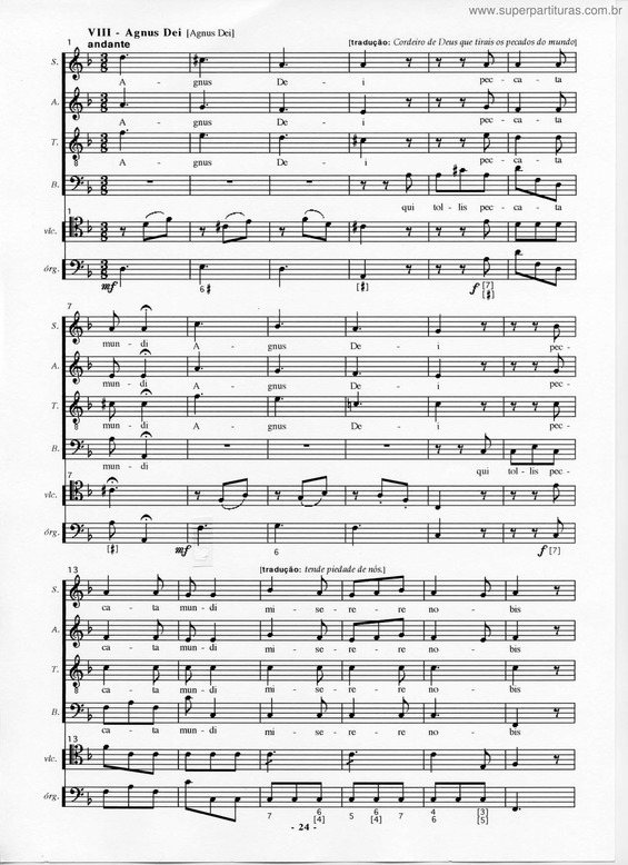 Partitura da música VIII - Agnus Dei