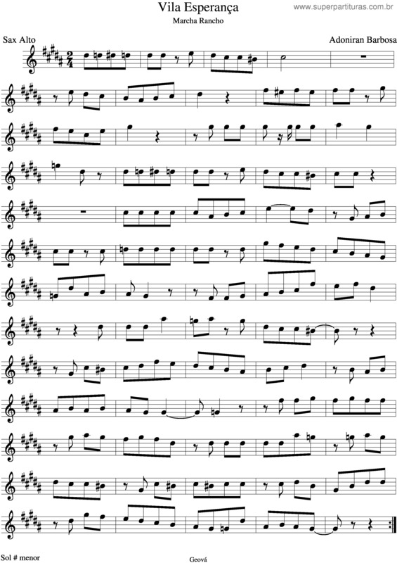 Partitura da música Vila Esperança