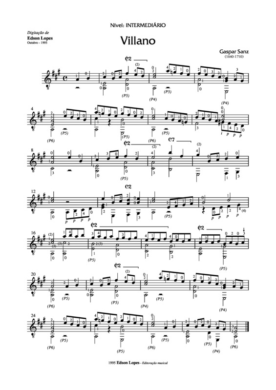 Partitura da música Villano