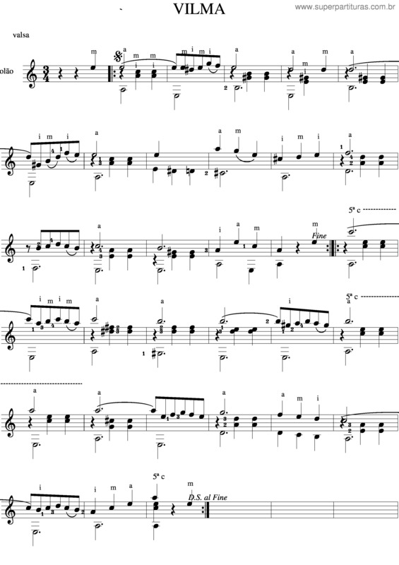 Partitura da música Vilma