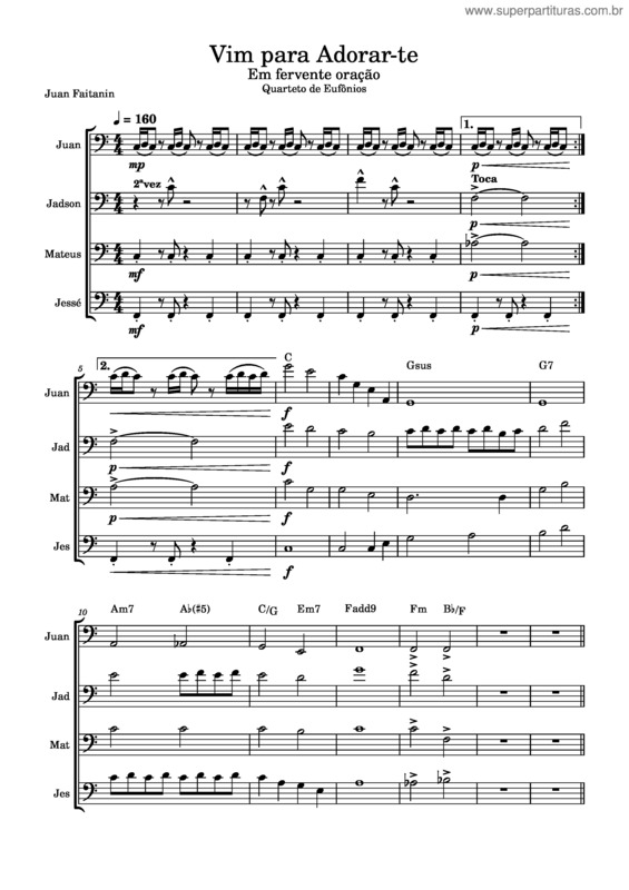 Partitura da música Vim Para Adorar–Te / Em Fervente Oração