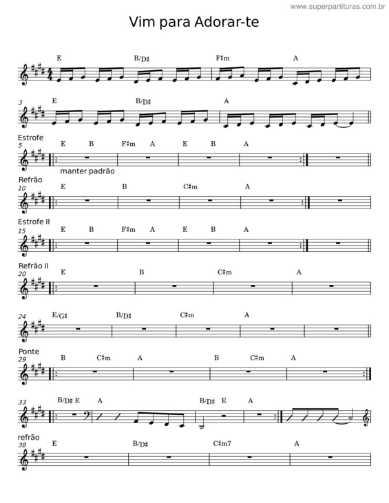 Partitura da música Vim Para Adorar–Te v.13