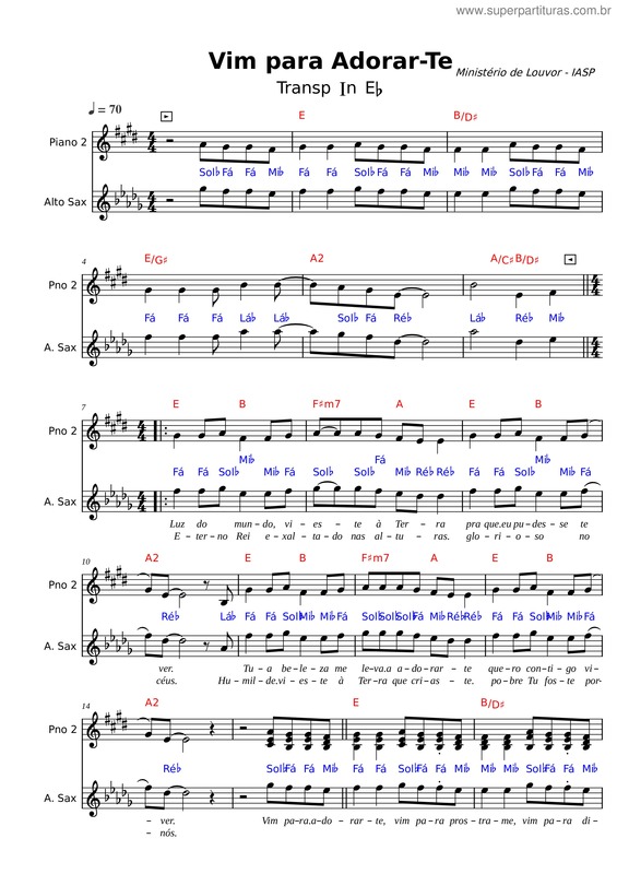 Partitura da música Vim Para Adorar–Te v.14