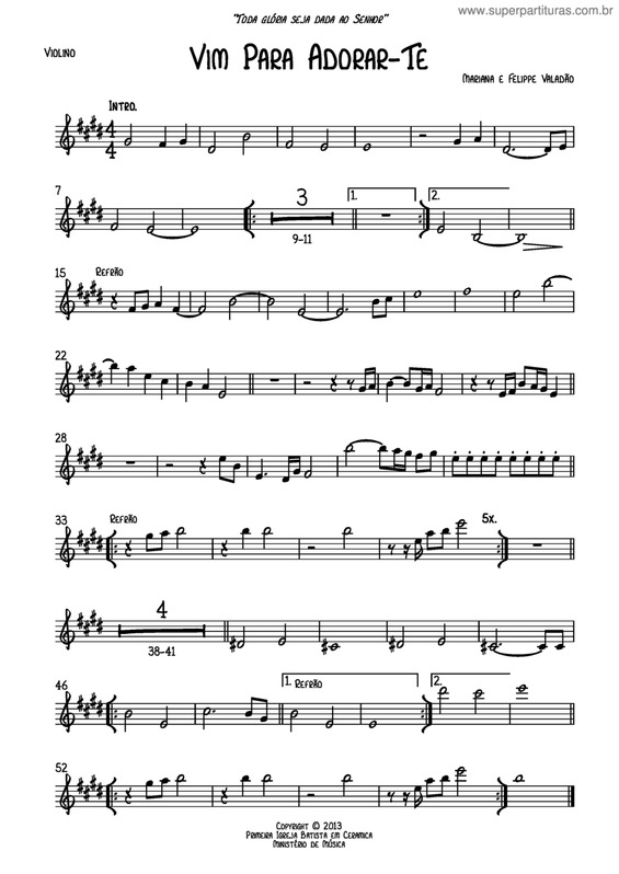 Partitura da música Vim Para Adorar-Te v.3