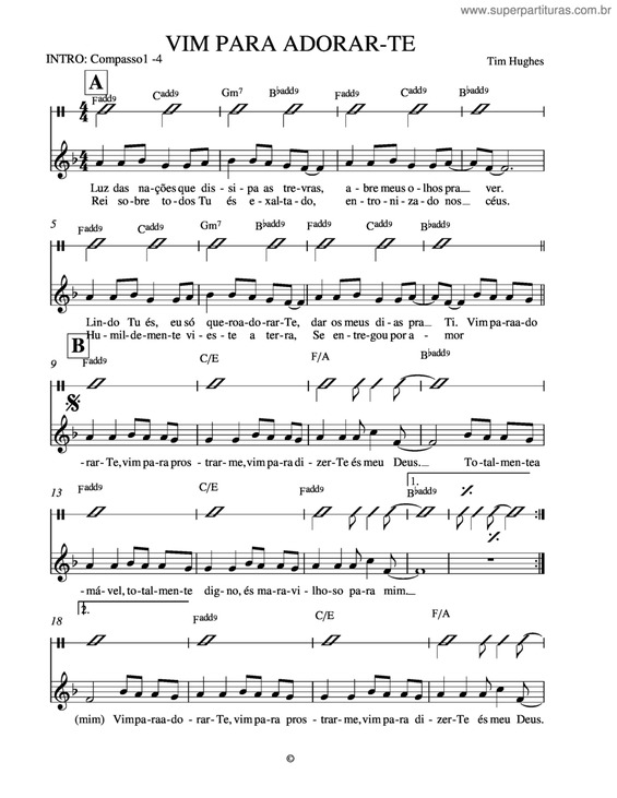 Partitura da música Vim Para Adorar-Te v.6