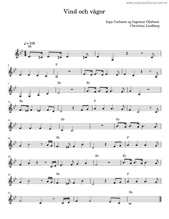 Partitura da música Vind Och Vågor