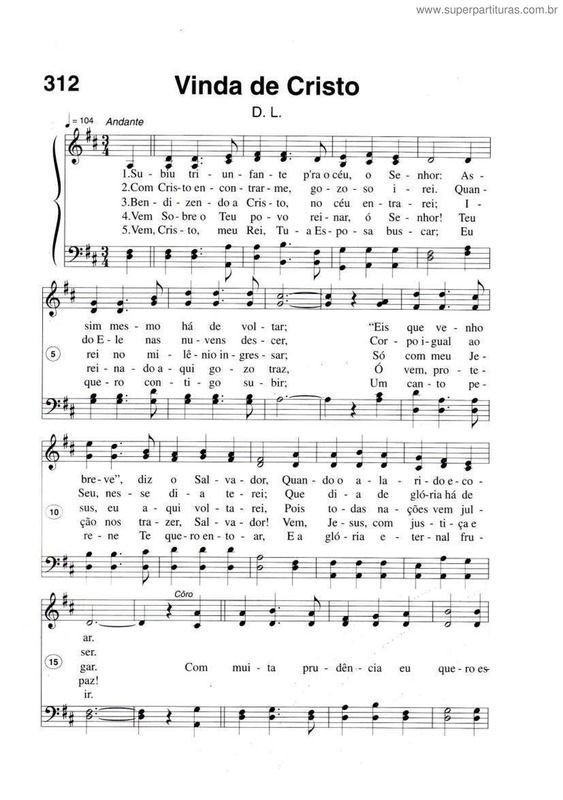 Partitura da música Vinda De Cristo