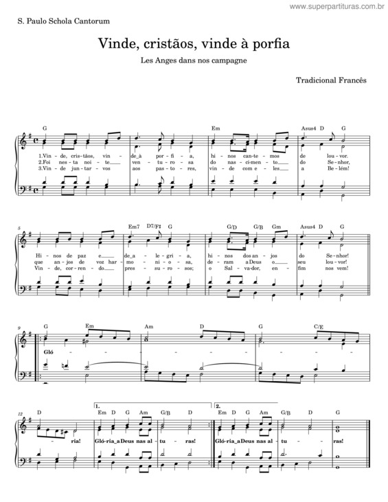 Partitura da música Vinde, Cristãos, Vinde À Porfia v.3