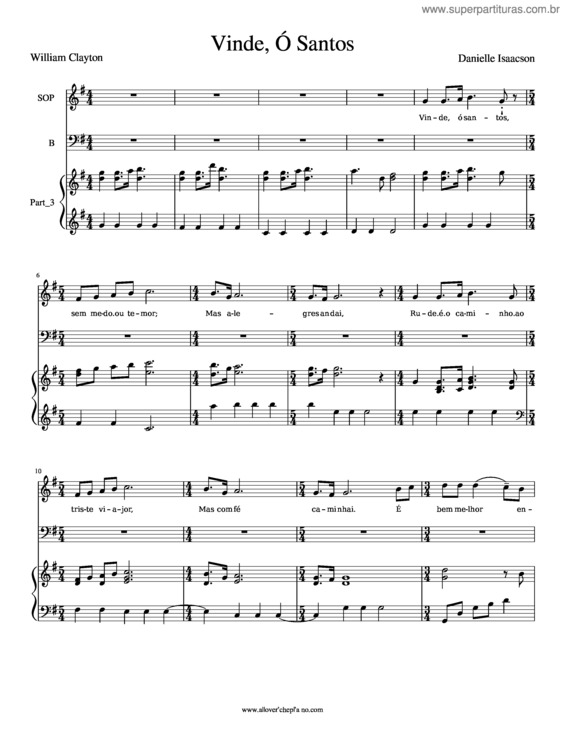 Partitura da música Vinde, Ó Santos v.2