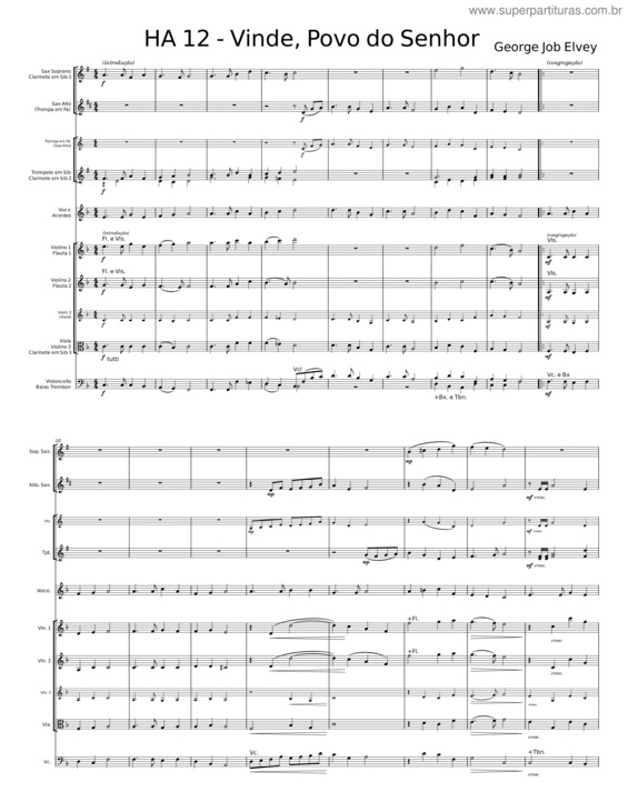 Partitura da música Vinde, Povo Do Senhor – George Job Elvey
