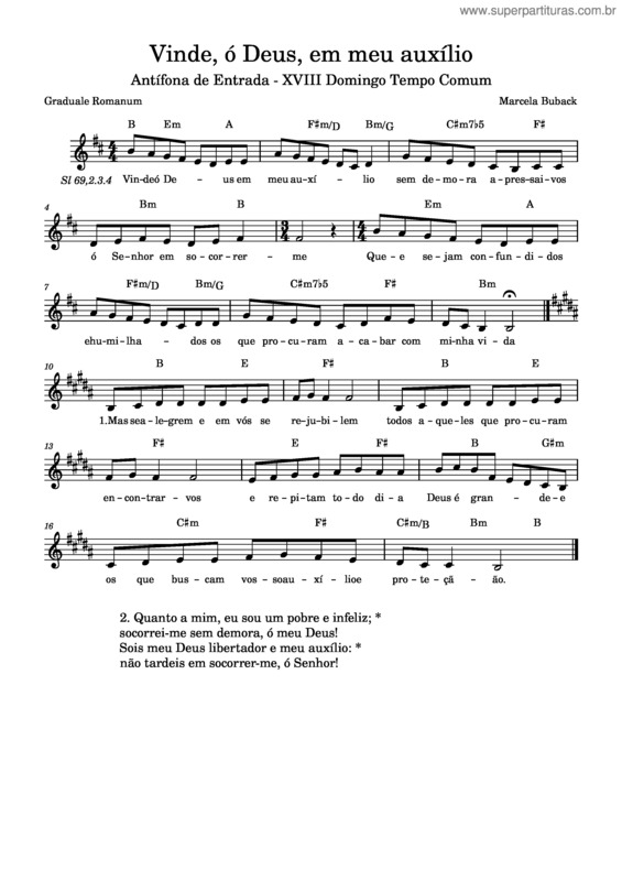 Partitura da música Vinde,_Ó_Deus,_Em_Meu_Auxílio