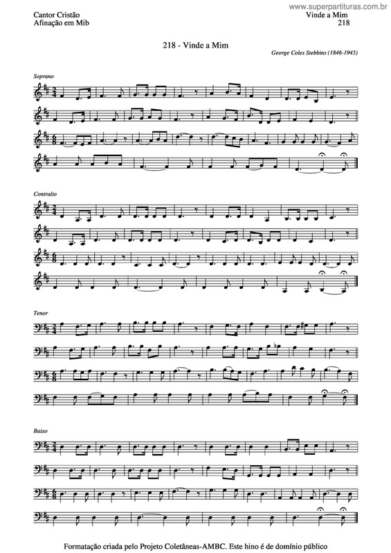 Partitura da música Vinde A Mim v.5