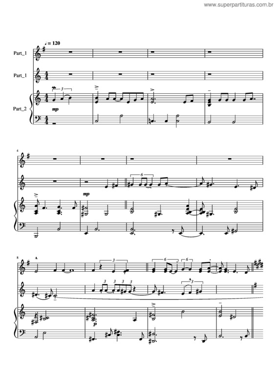Partitura da música Vinde As Aguas v.3