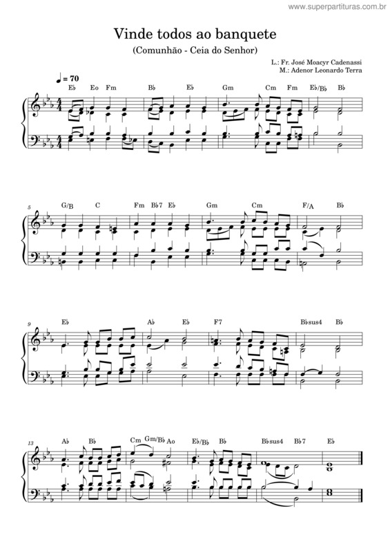Partitura da música Vinde Todos Ao Banquete – Fr José Moacyr Cadenassi Vinde Todos Ao Banquete – Fr. José Moacyr Cadenassi