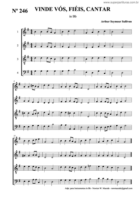 Partitura da música Vinde Vós, Fiéis, Cantar v.2