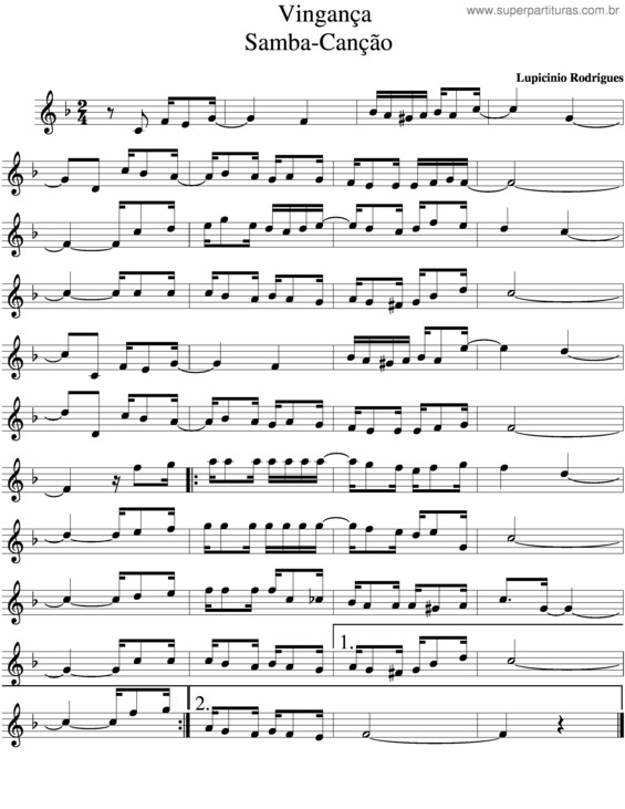 Partitura da música Vingança