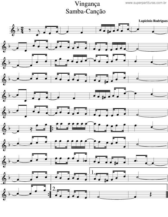 Partitura da música Vingança