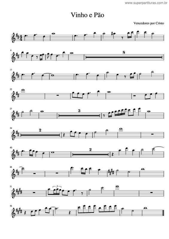 Partitura da música Vinho E Pão – Vencedores Por Cristo
