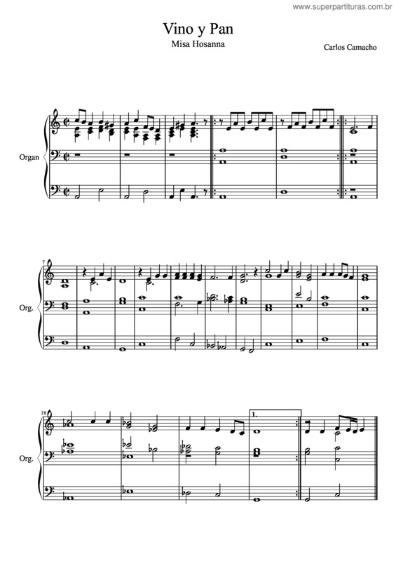 Partitura da música Vino Y Pan–Misa Hosanna